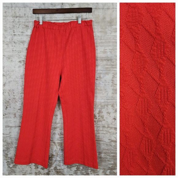 Vintage Pants - ⬇️ Mod Red Pants 1960s MCM Cropped Ankle High Rise Flare Mid Century Modern M